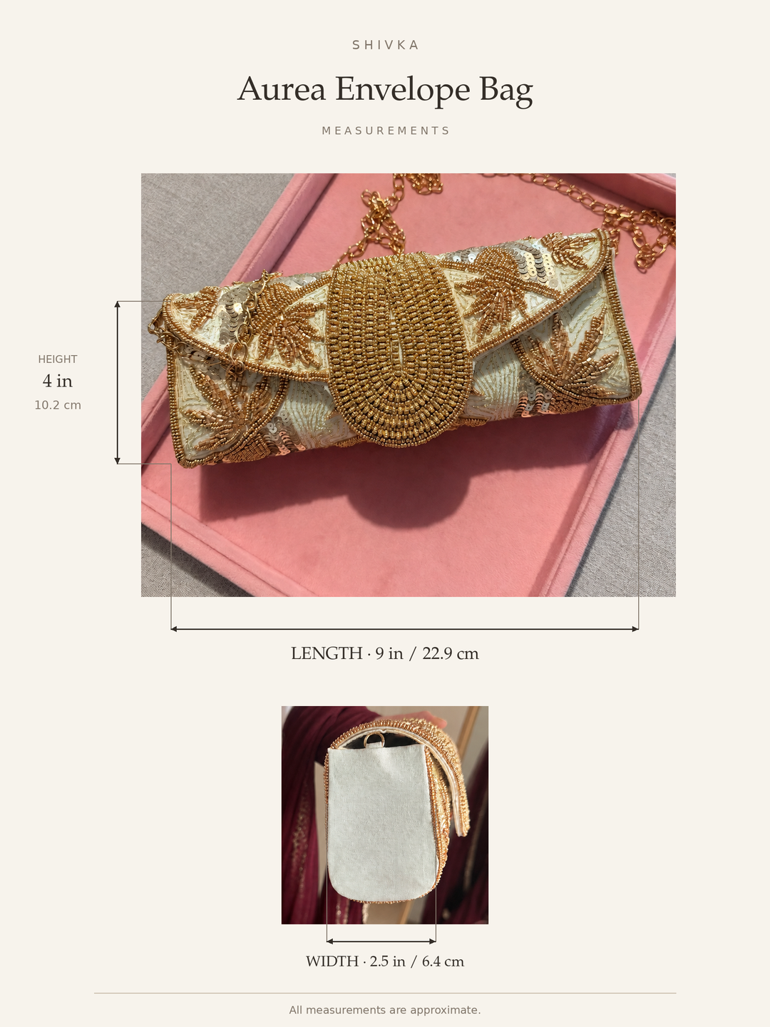 Aurea Envelope Clutch & Sling Bag – Mint Green & Gold