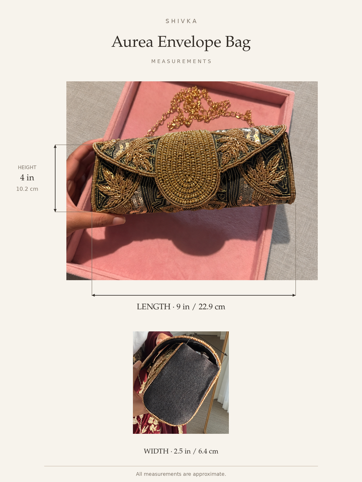 Aurea Envelope Clutch & Sling Bag – Black & Gold