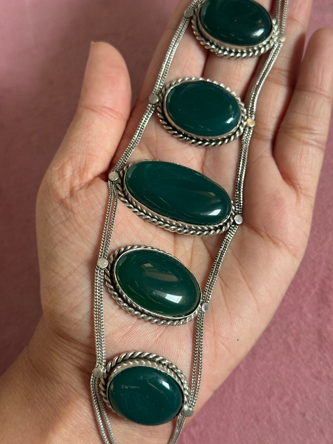 Statement Green Onyx Gemstone Choker / One-of-a-kind Jewelry/ Indian Choker