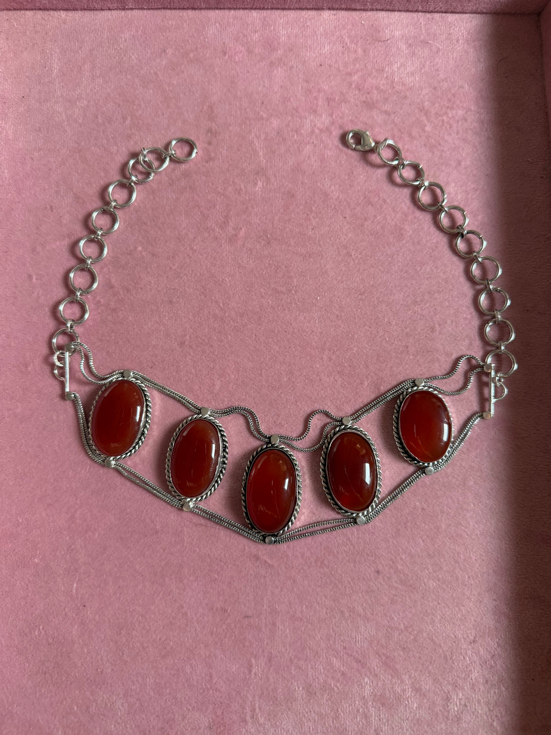 Statement Red Onyx Gemstone Choker / One-of-a-kind Jewelry/ Indian Choker
