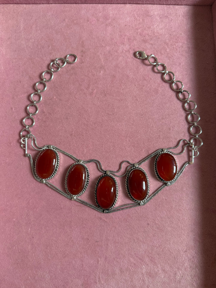 Statement Red Onyx Gemstone Choker / One-of-a-kind Jewelry/ Indian Choker