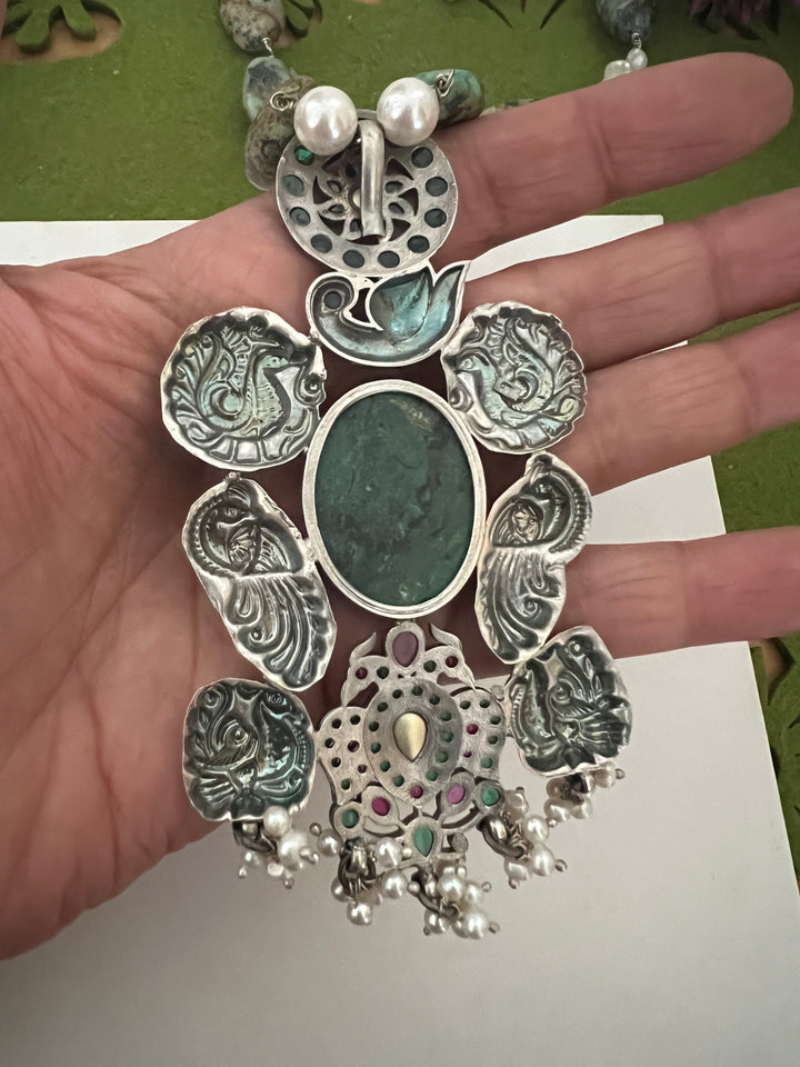 Arizona Turquoise Pure 925 Silver Kemp Pendant Necklace