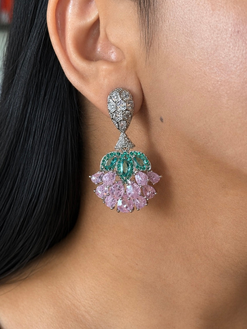 Elegant Designer Earrings | Brass & Stone Embellishments