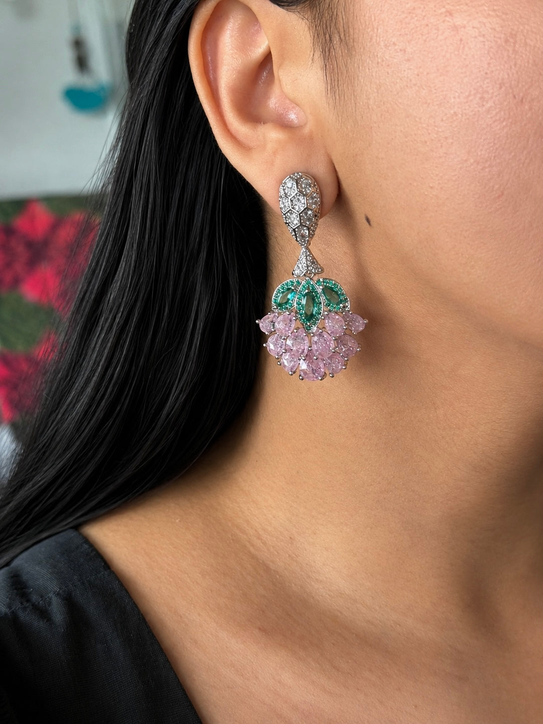 Elegant Designer Earrings | Brass & Stone Embellishments