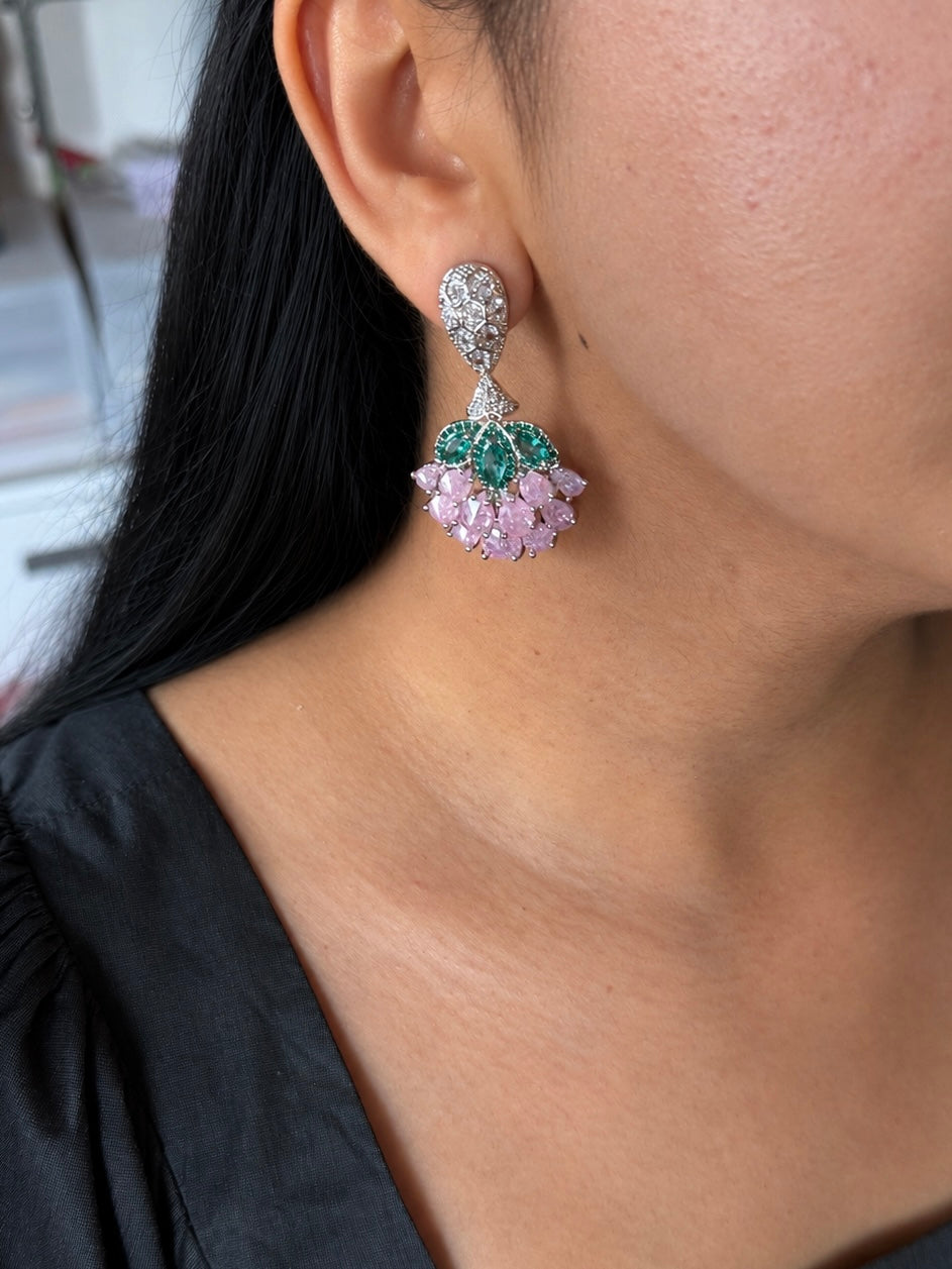 Elegant Designer Earrings | Brass & Stone Embellishments