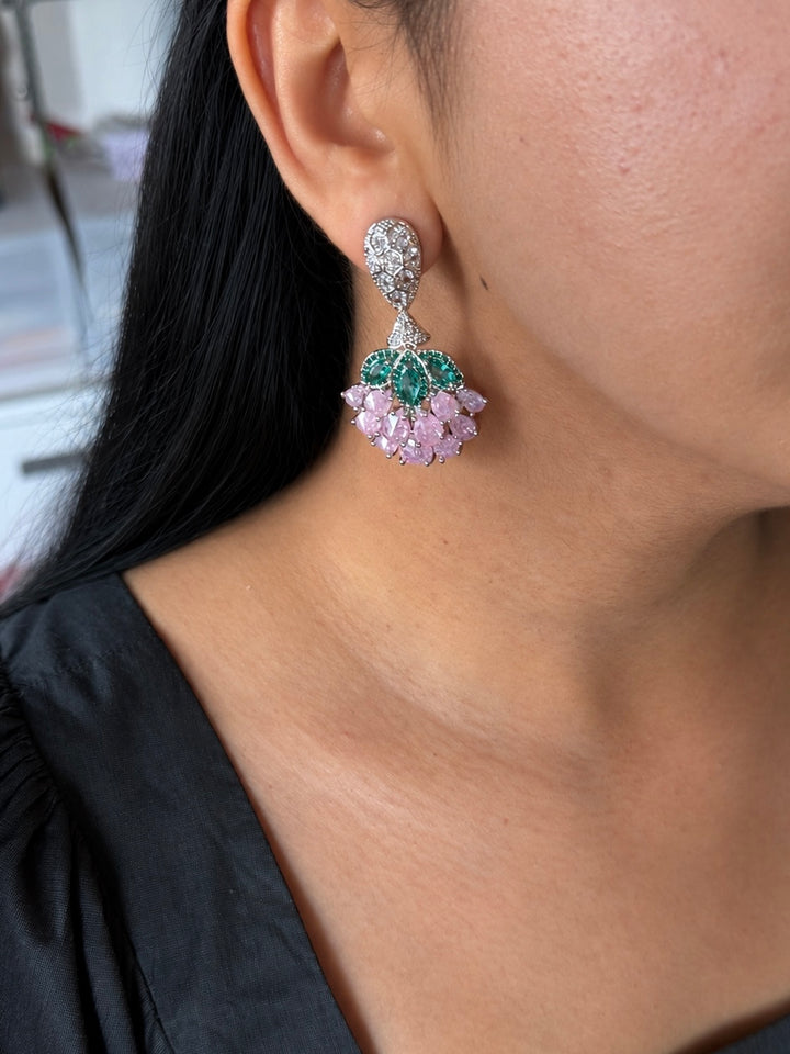 Elegant Designer Earrings | Brass & Stone Embellishments