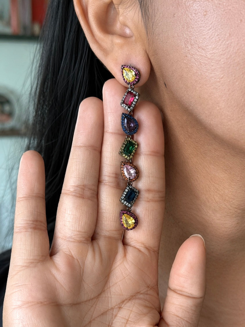 Elegant Designer Earrings | Brass & Stone Embellishments