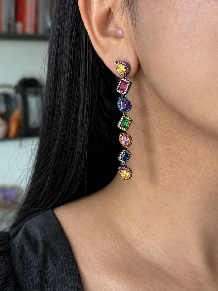 Elegant Designer Earrings | Brass & Stone Embellishments