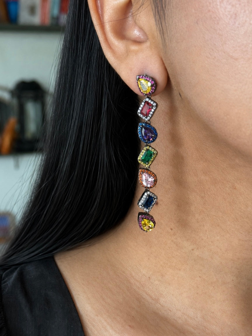 Elegant Designer Earrings | Brass & Stone Embellishments