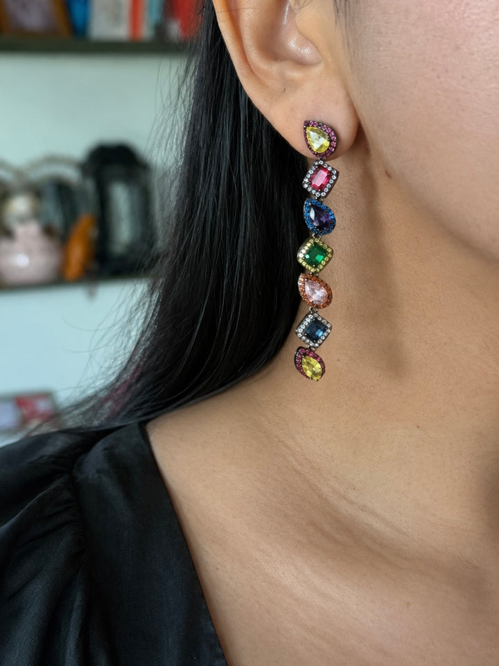 Elegant Designer Earrings | Brass & Stone Embellishments
