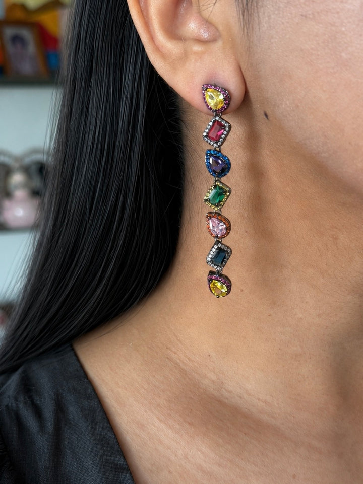 Elegant Designer Earrings | Brass & Stone Embellishments