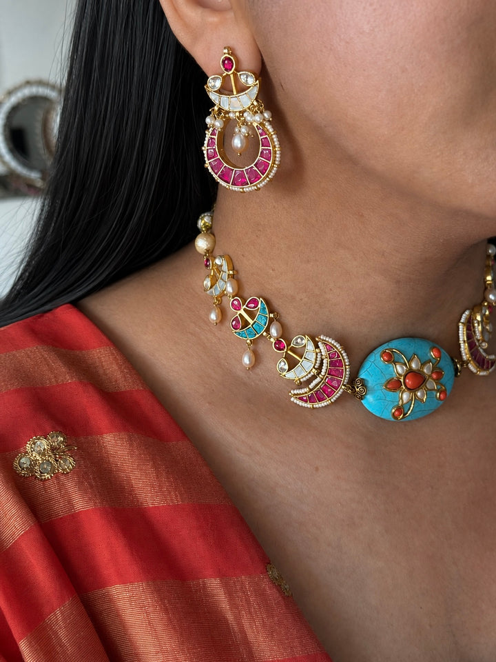 Handmade Jadau Choker Necklace Set | SHIVKA