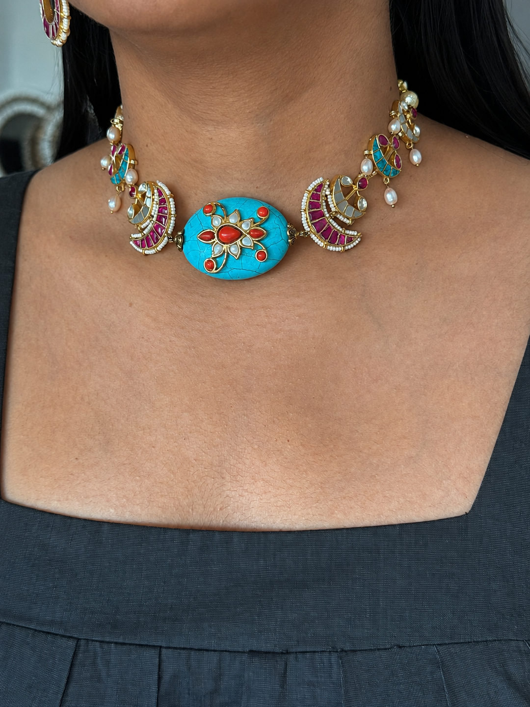 Handmade Jadau Choker Necklace Set | SHIVKA