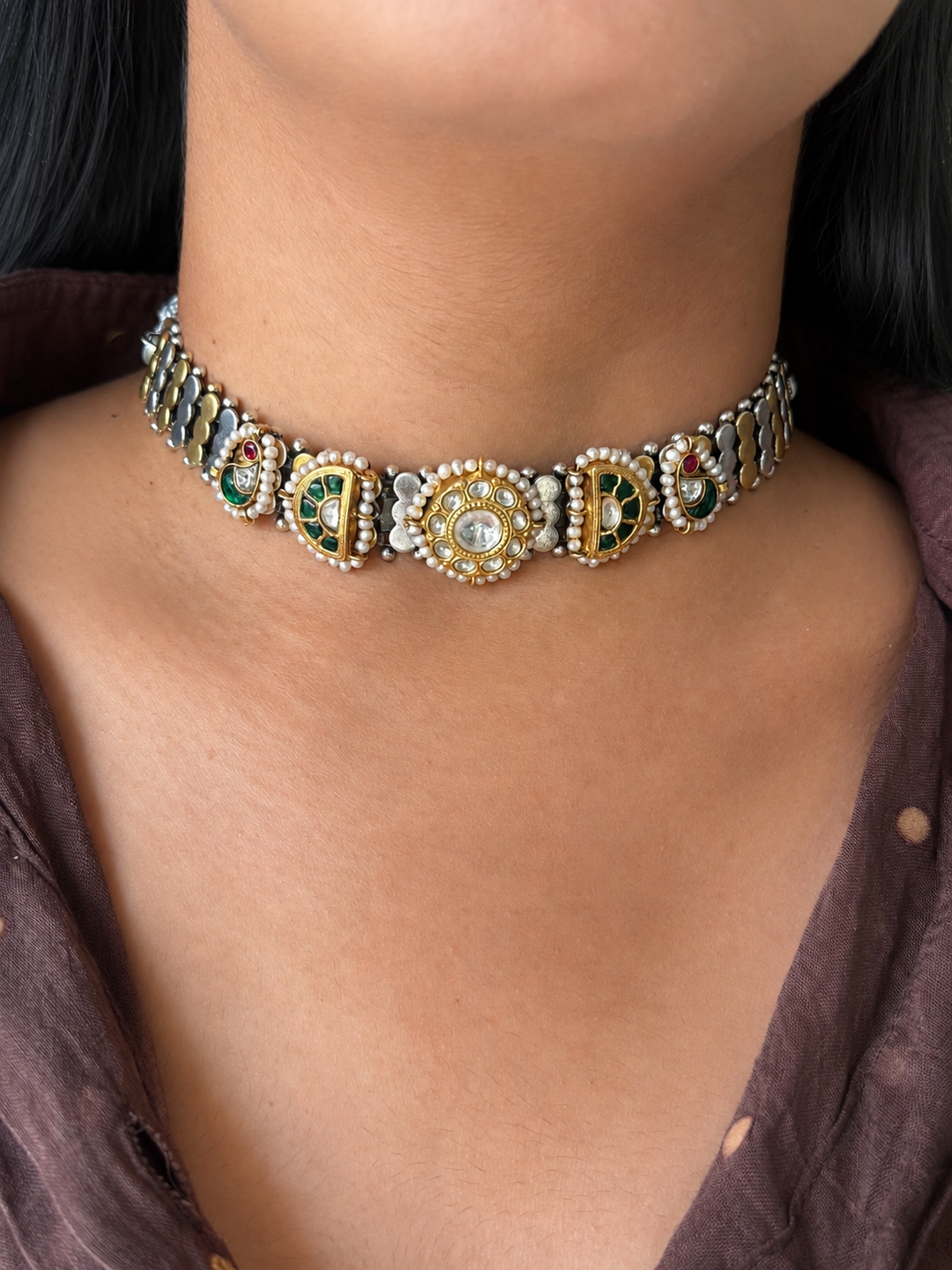 Pure 925 Silver Kundan Choker