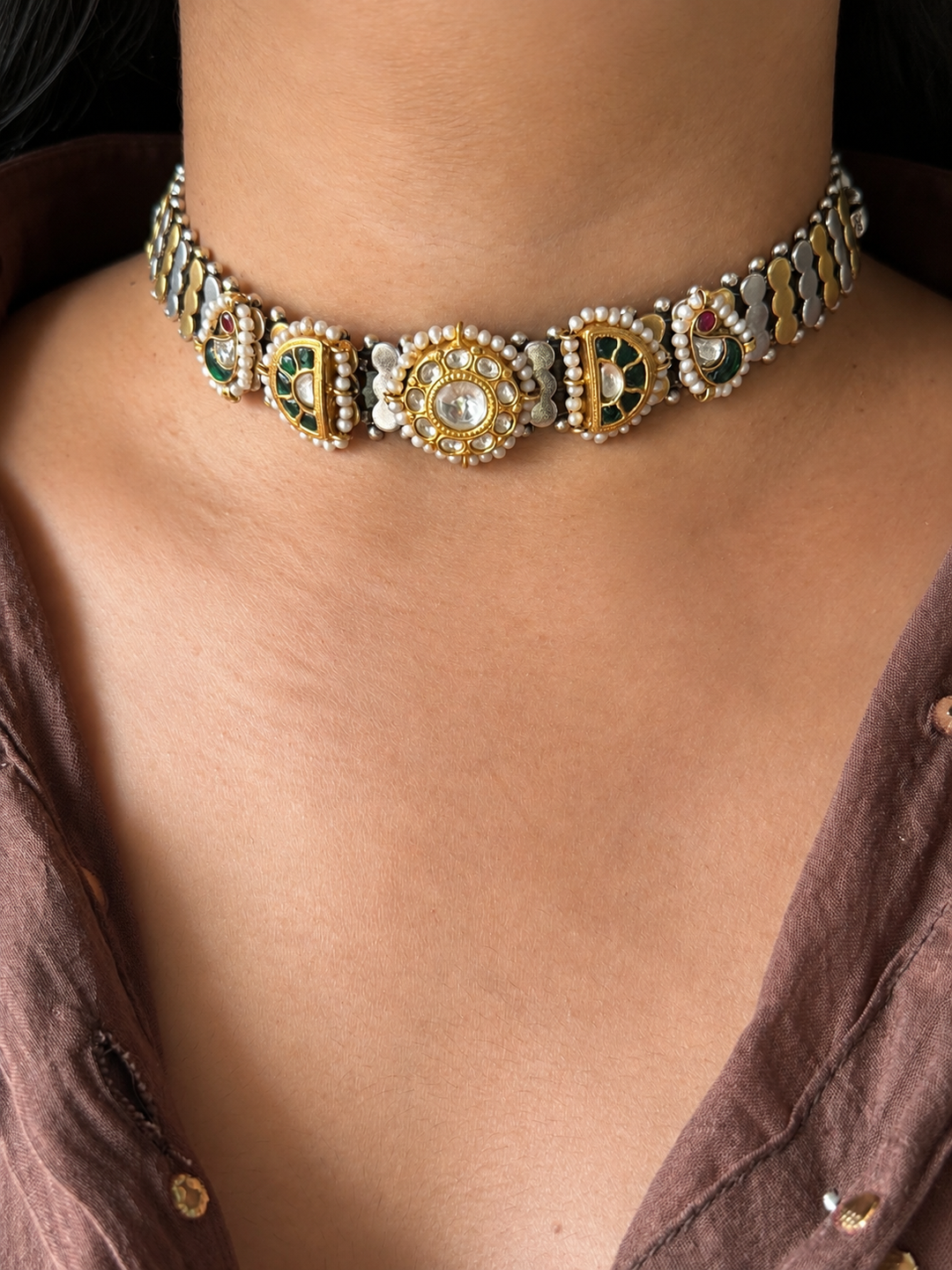 Pure 925 Silver Kundan Choker