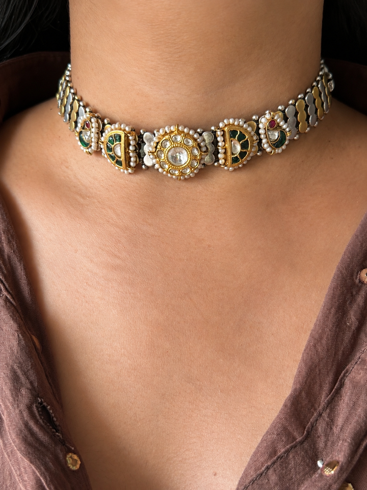 Pure 925 Silver Kundan Choker
