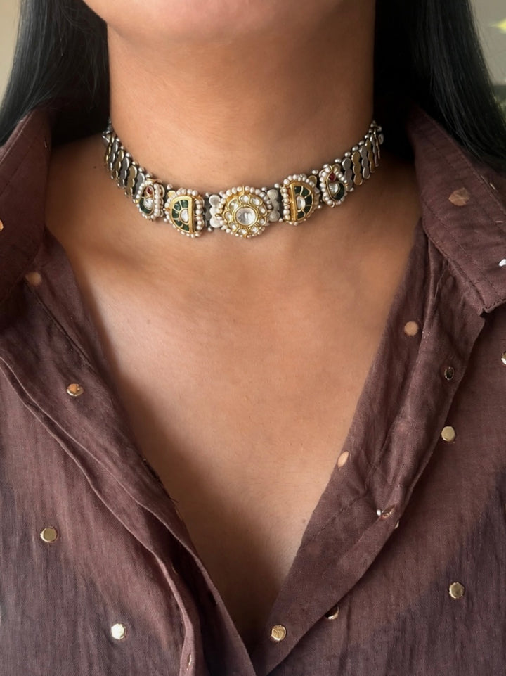 Pure 925 Silver Kundan Choker