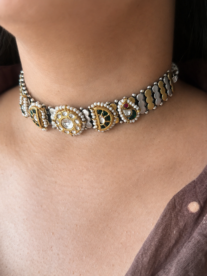 Pure 925 Silver Kundan Choker
