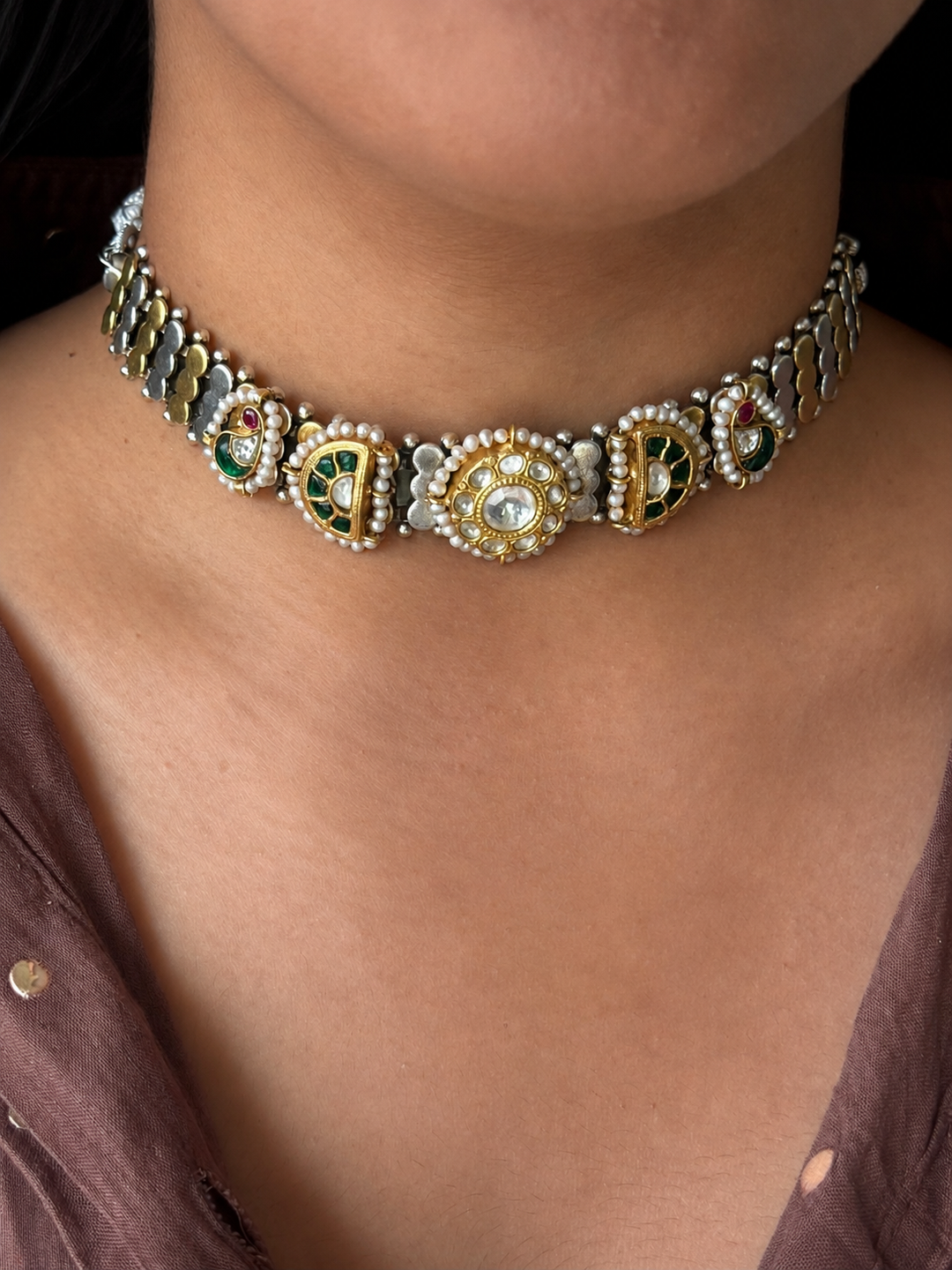 Pure 925 Silver Kundan Choker