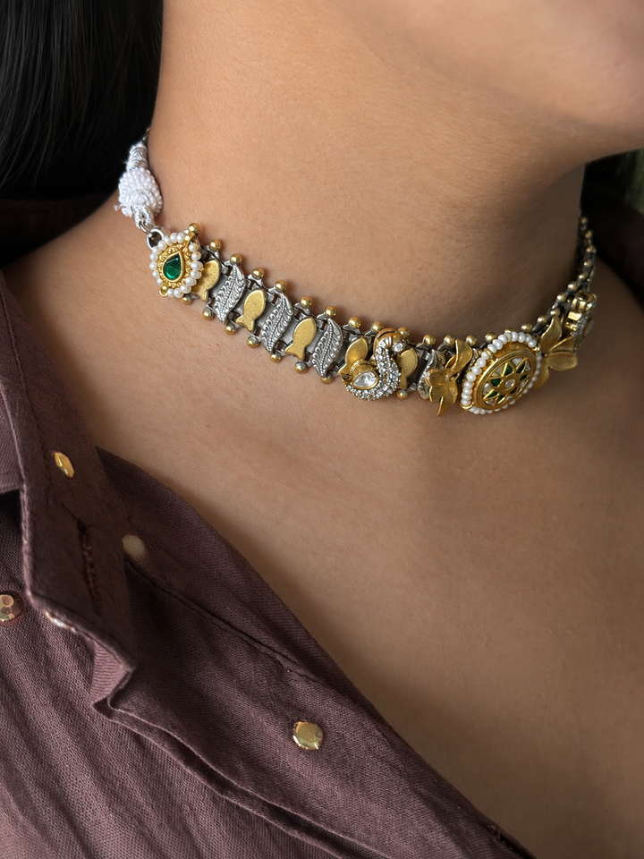 Pure 925 Silver Kundan Choker