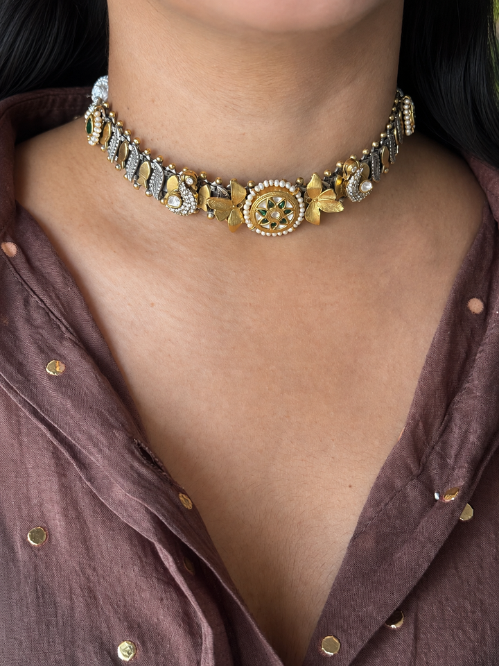 Pure 925 Silver Kundan Choker
