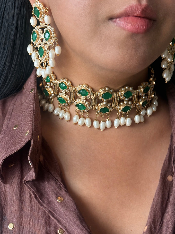 Handmade Fine Twin Layer Choker Necklace Set 18K Gold Plated | SHIVKA