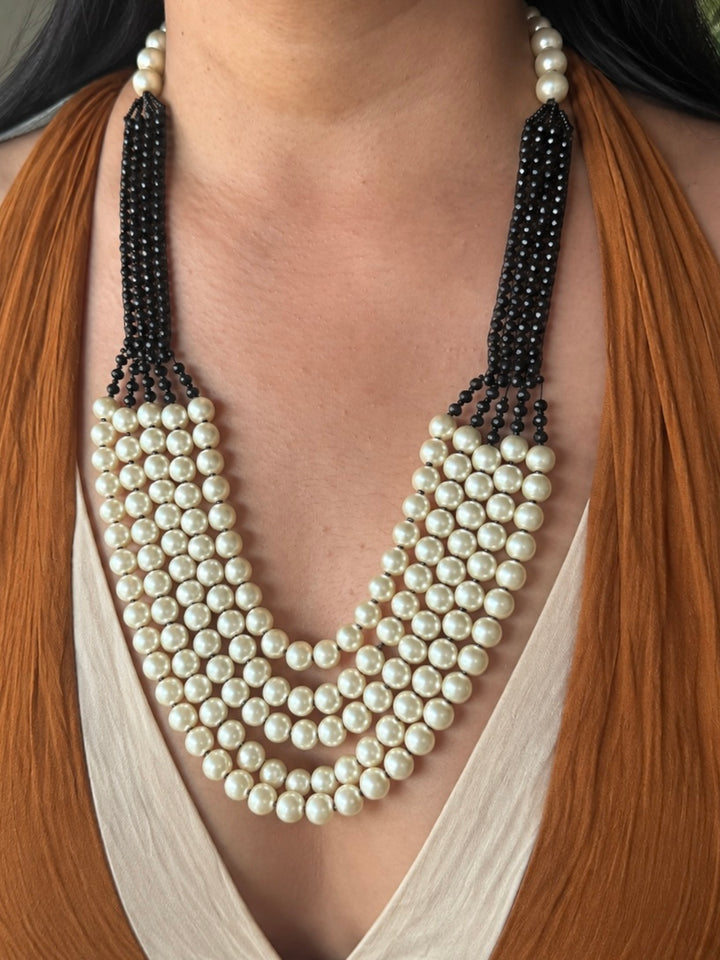 The Monochromia Pearl Necklace, Black and White  Pearl Statement Necklace