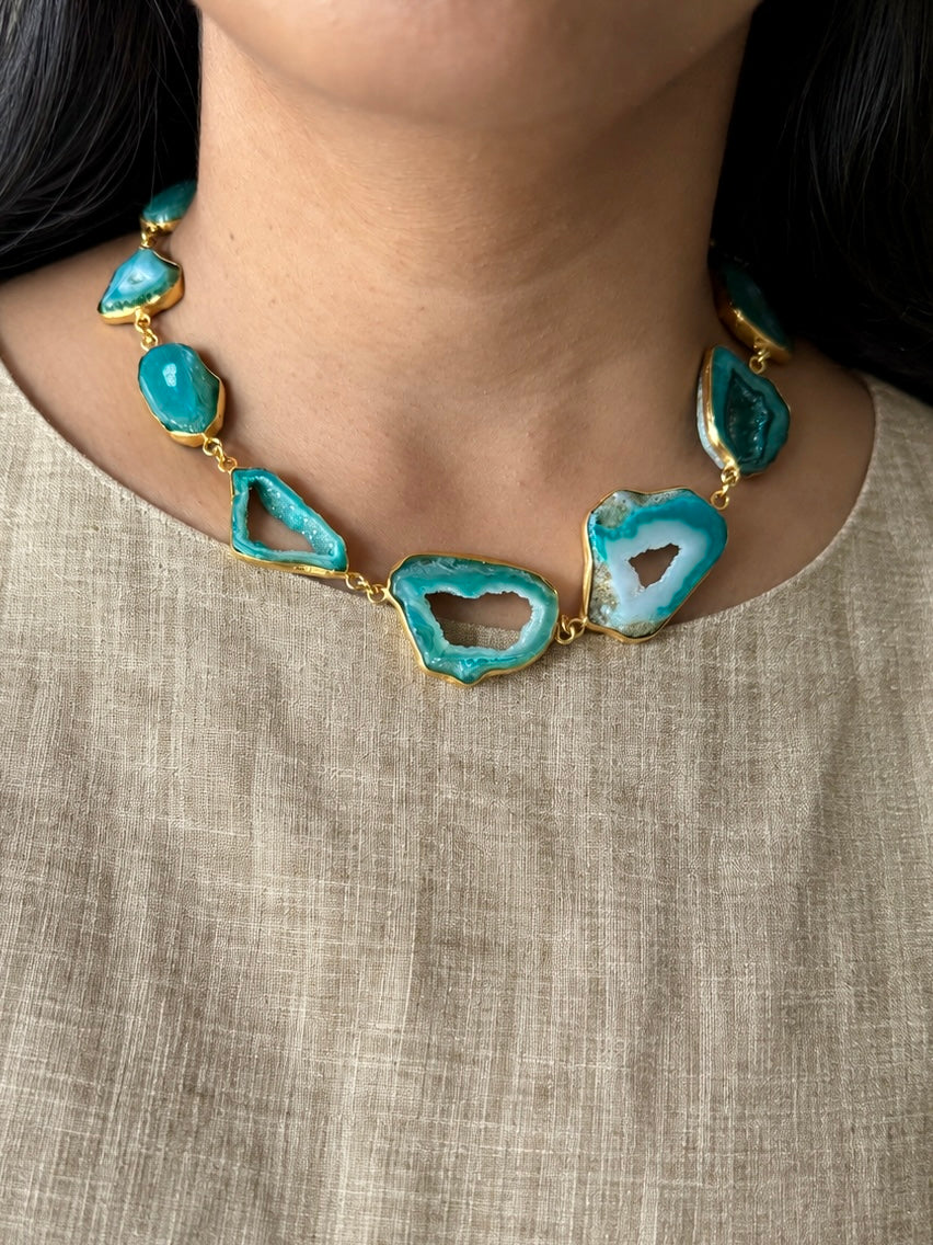 Statement Teal Agate Necklace