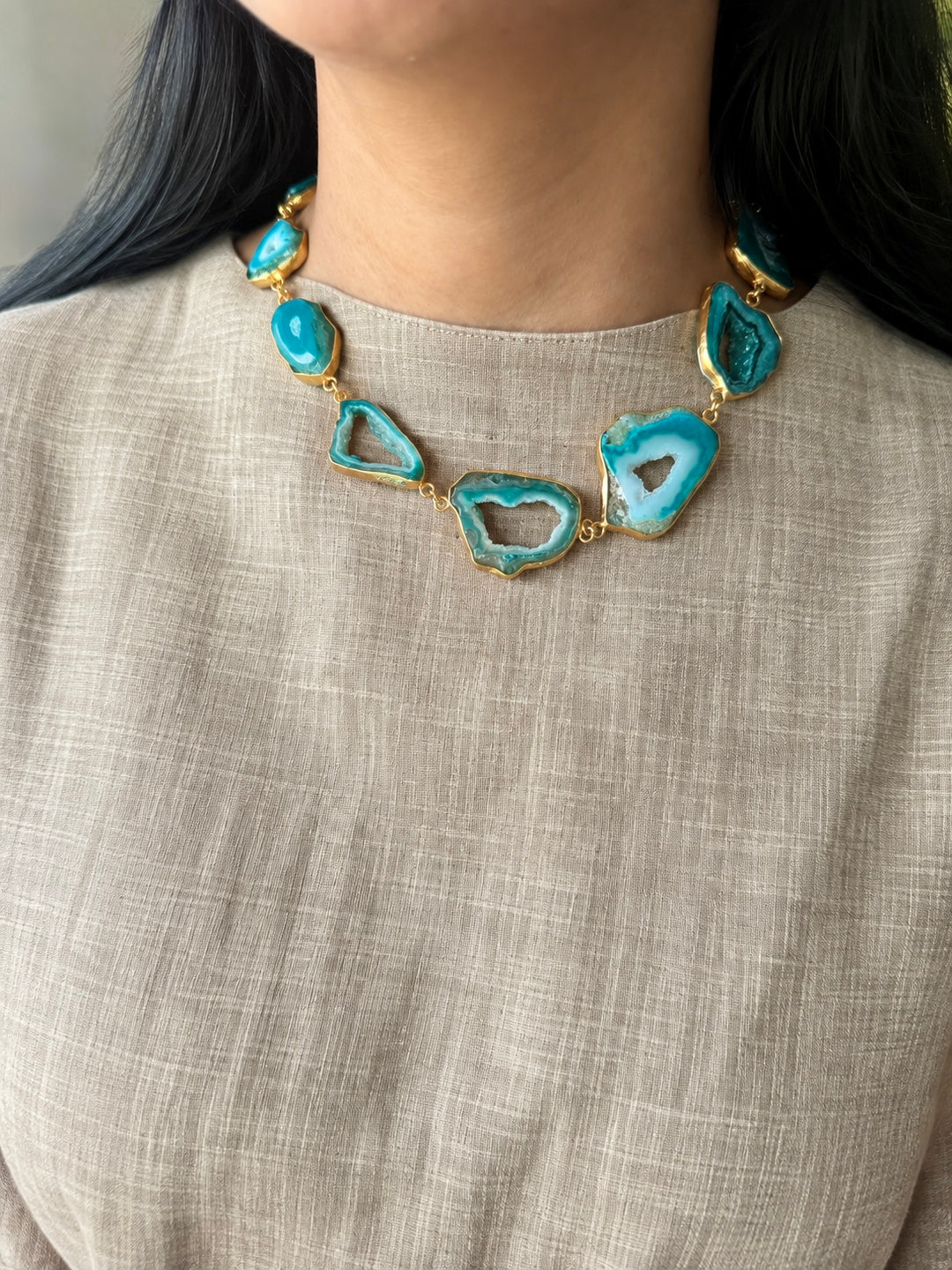 Statement Teal Agate Necklace