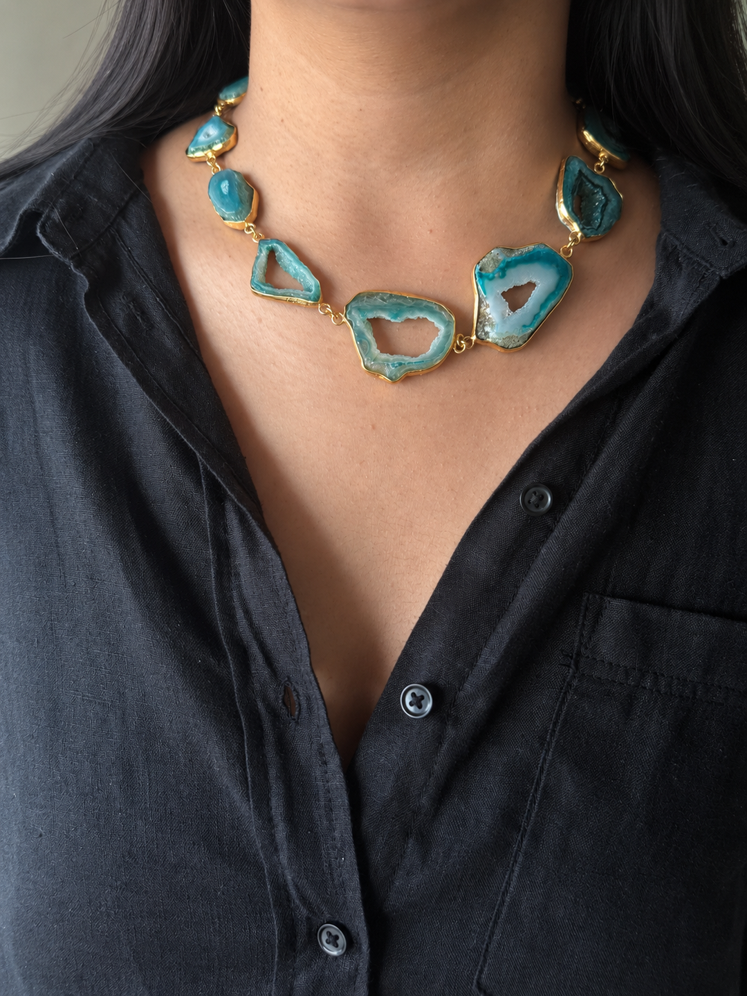 Statement Teal Agate Necklace