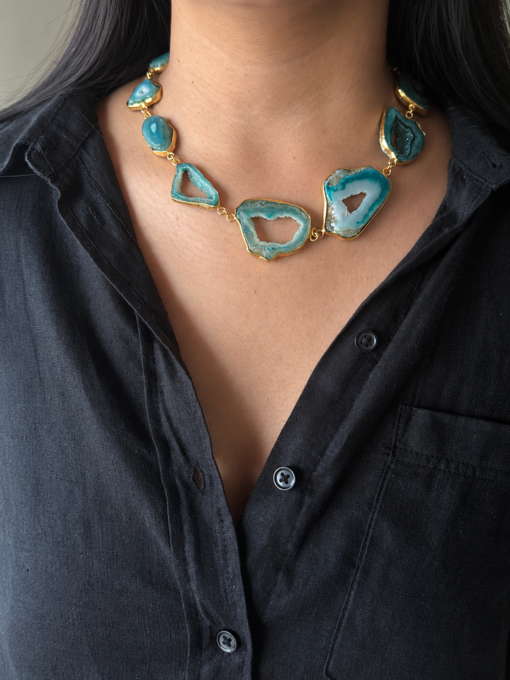 Statement Teal Agate Necklace