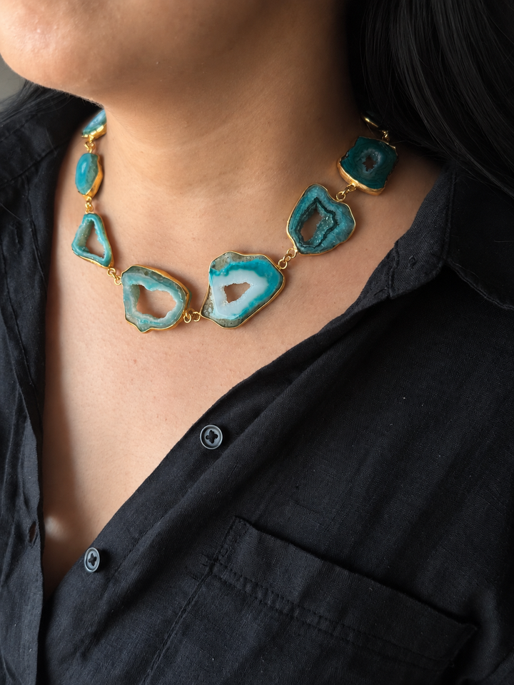 Statement Teal Agate Necklace