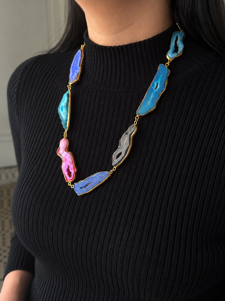 Statement Multicolor Agate Slices Necklace