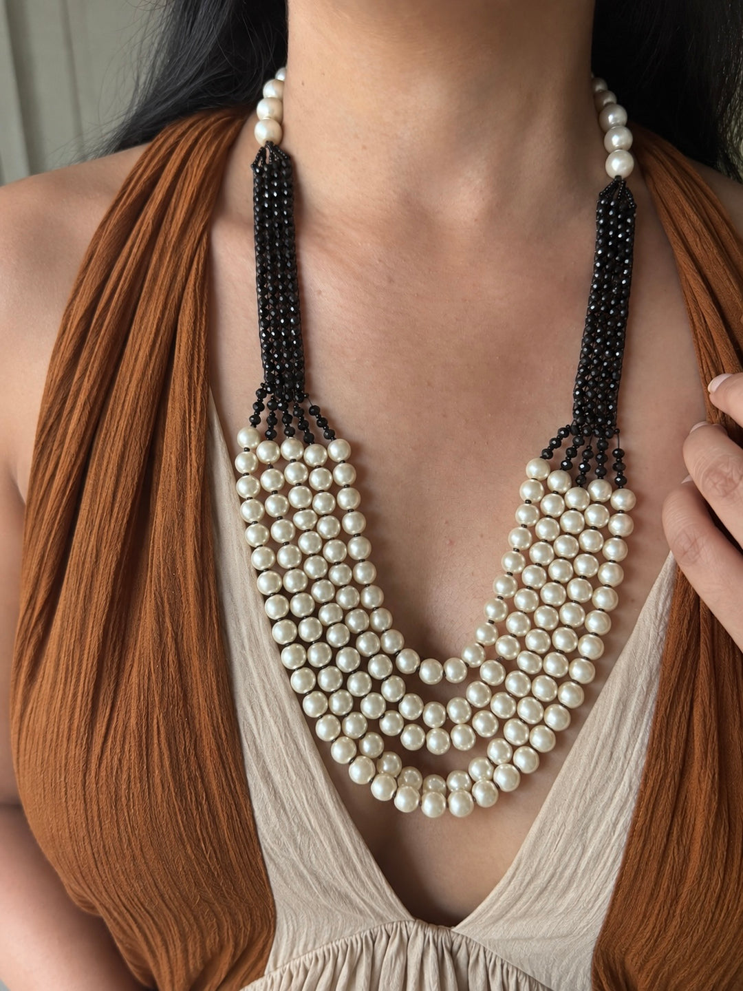 The Monochromia Pearl Necklace, Black and White  Pearl Statement Necklace