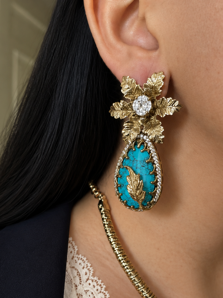 Antique Gold Finished Turquoise Hasli Choker Set