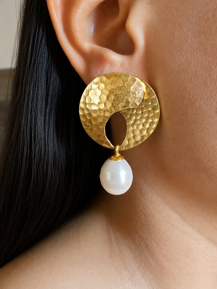 Classy Pearl Drop Gold Tone Earrings