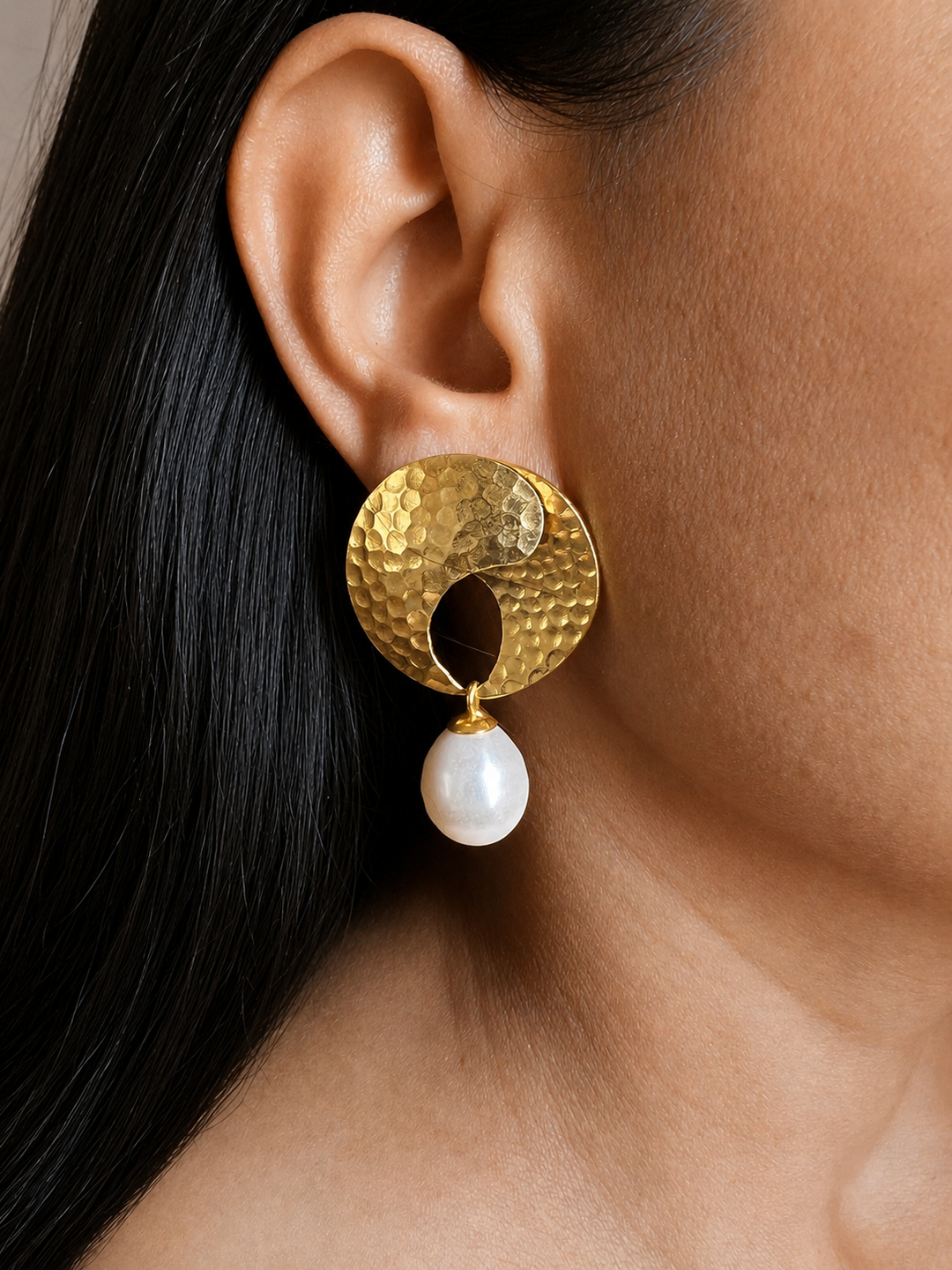 Classy Pearl Drop Gold Tone Earrings
