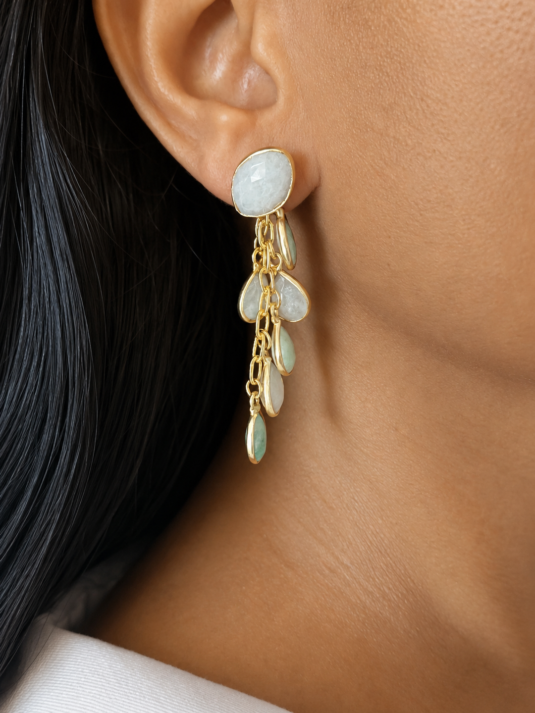 Amazonite and Moonstone Dangle Earrings