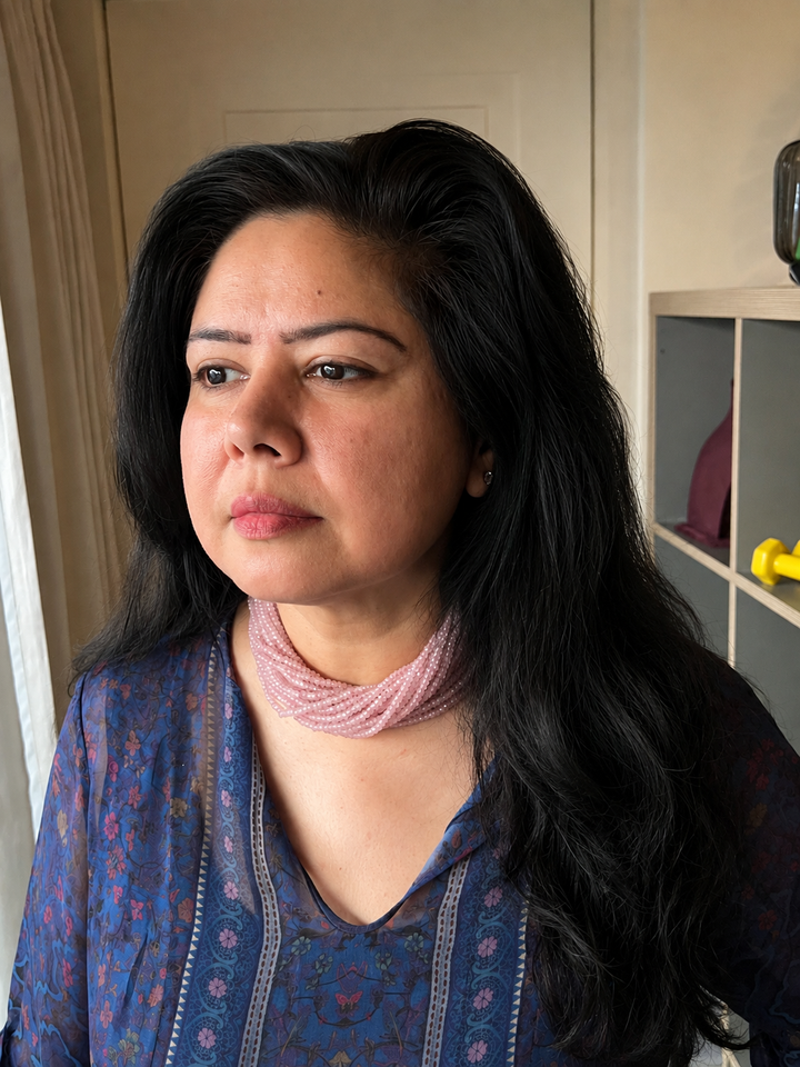 Rose Quartz Beads Choker Necklace: Brass Clasp, Adjustable