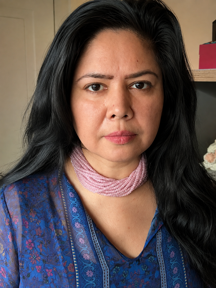 Rose Quartz Beads Choker Necklace: Brass Clasp, Adjustable
