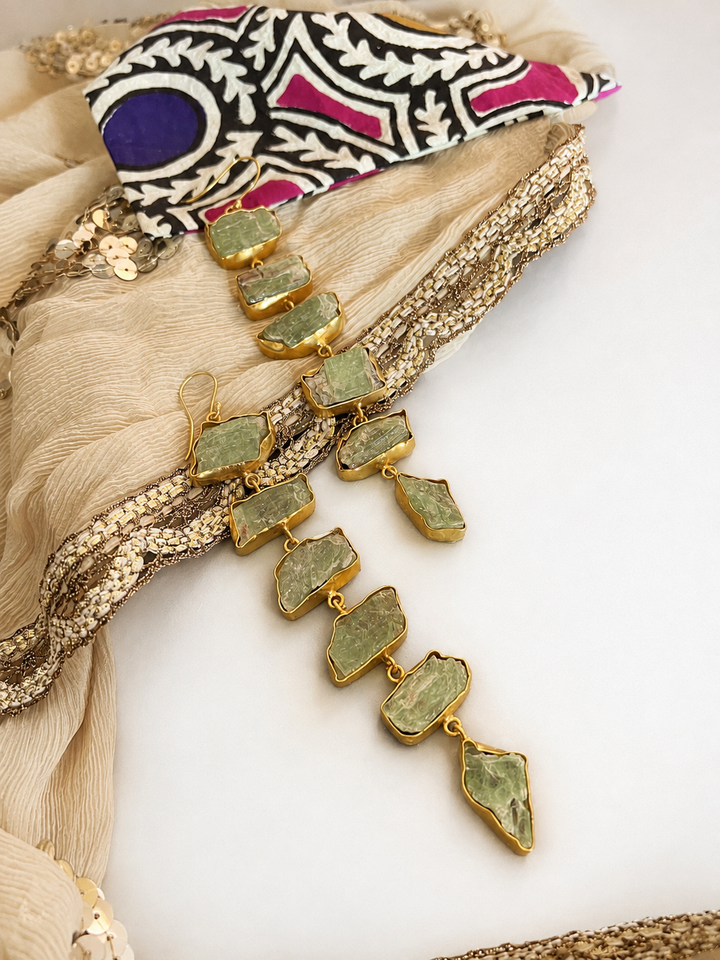 Long Raw Peridot Danglers