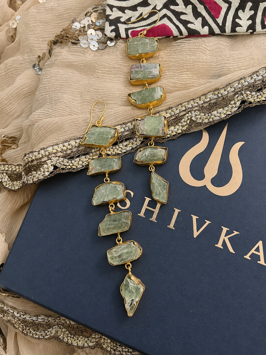 Long Raw Peridot Danglers