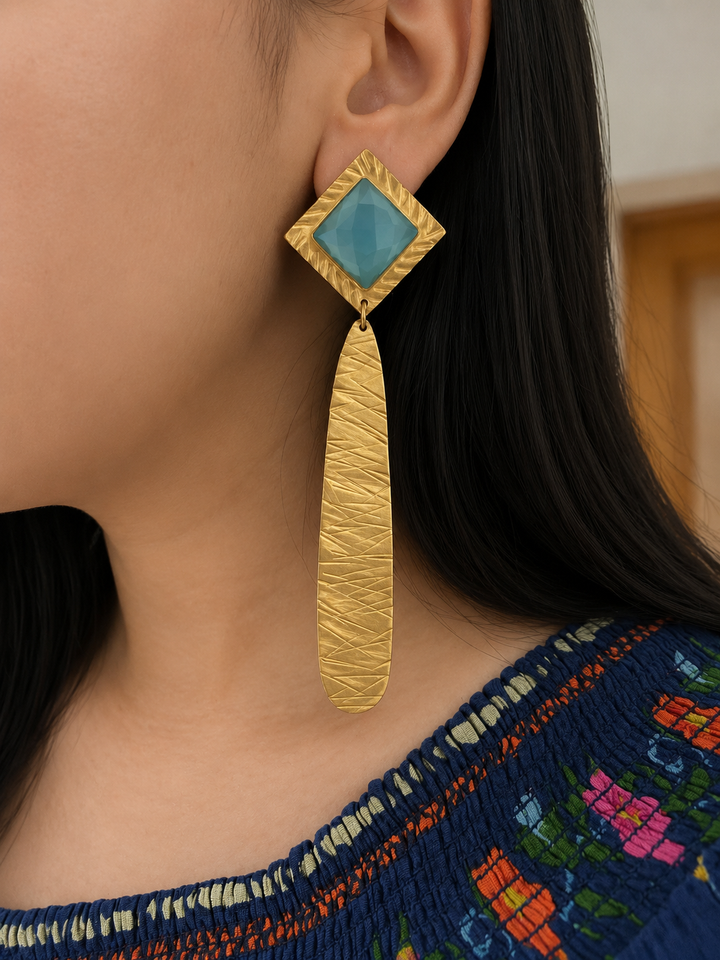 Statement Chalcedony Long Danglers