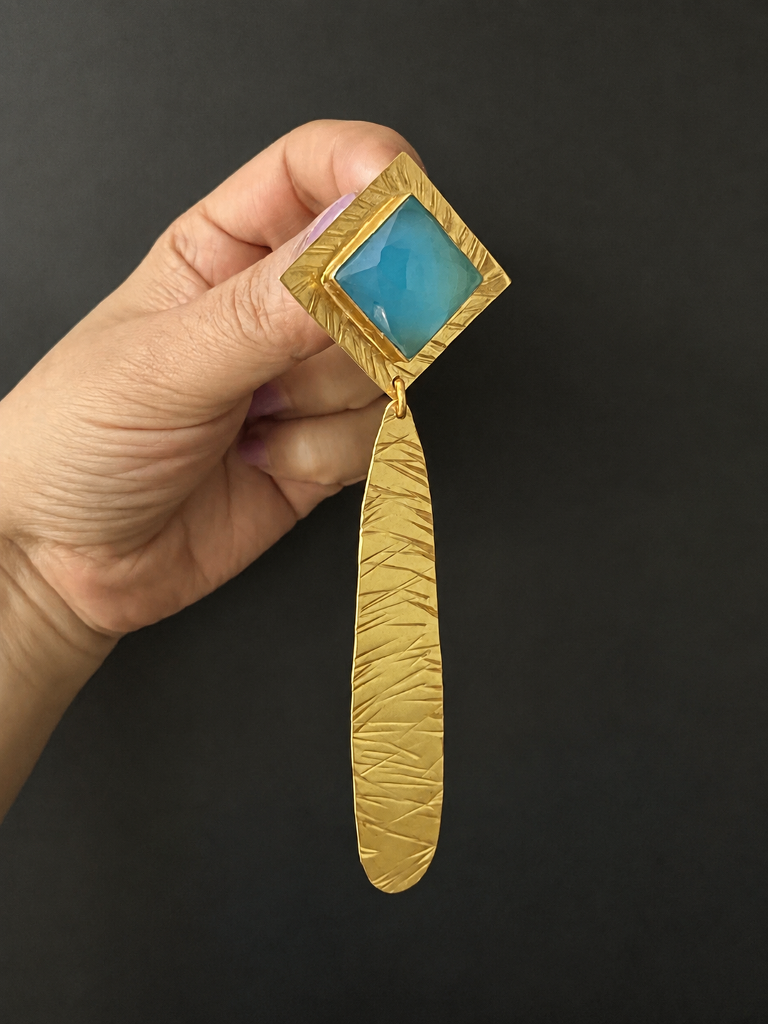 Statement Chalcedony Long Danglers
