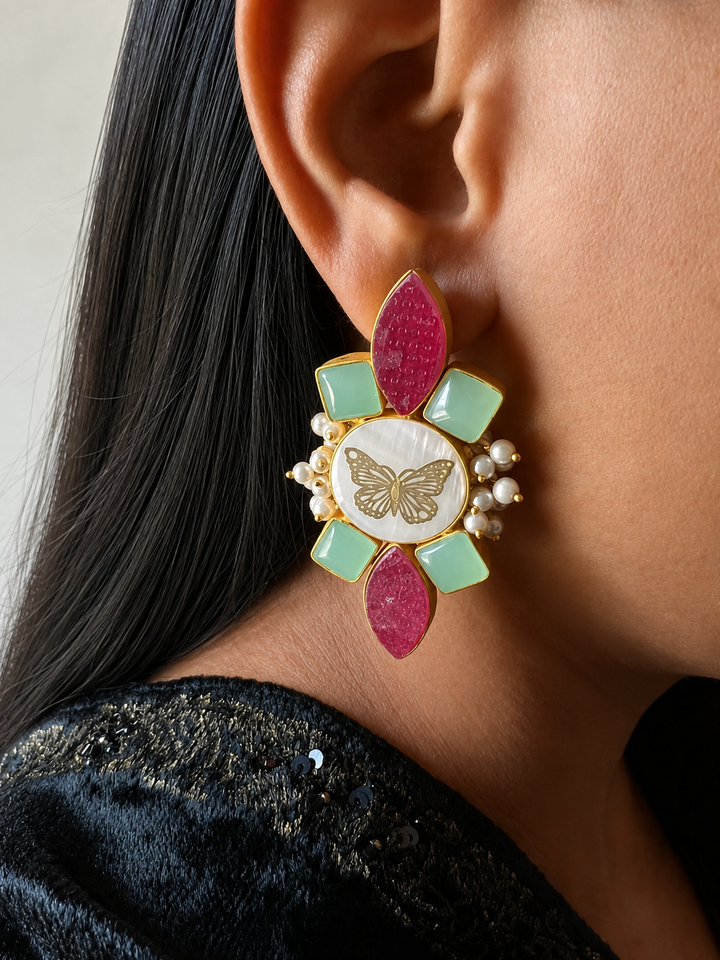 Butterfly Gemstones Stud Earrings