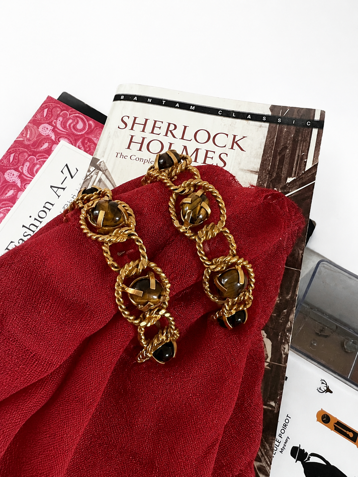 Tiger Eye Hoop Earrings