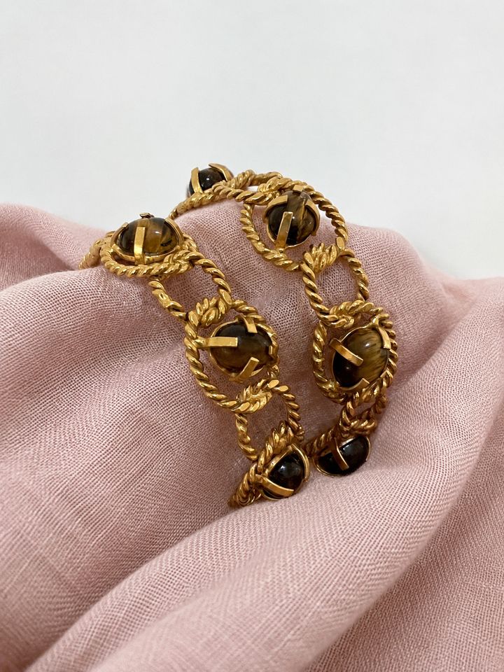 Tiger Eye Hoop Earrings