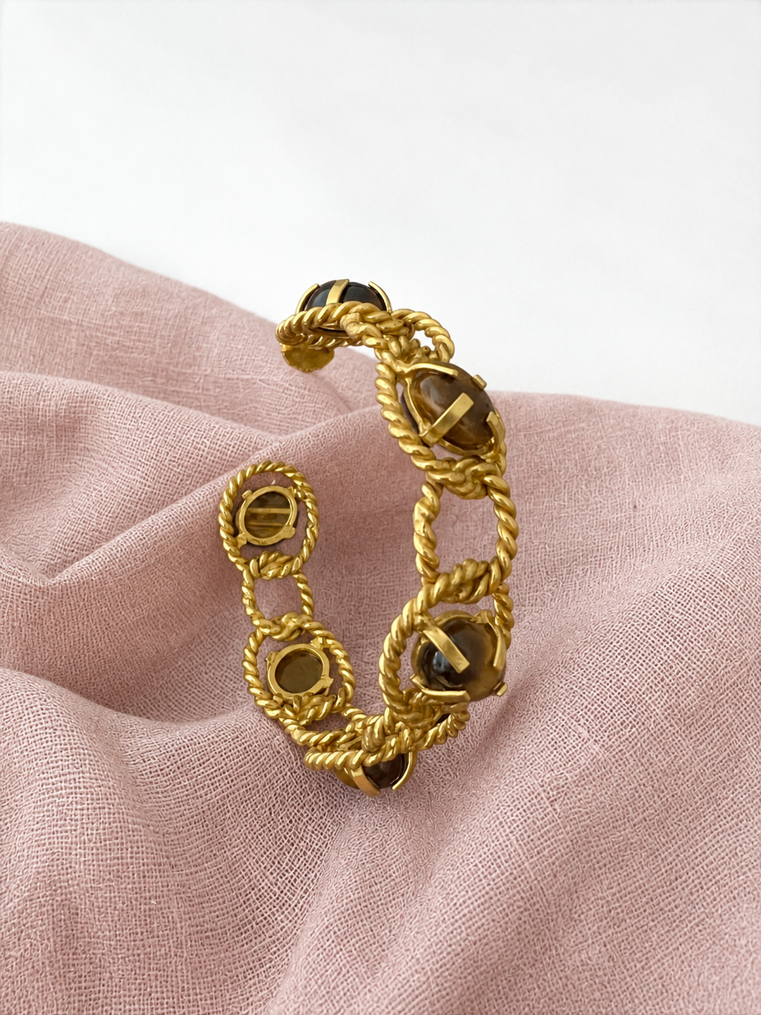 Tiger Eye Hoop Earrings