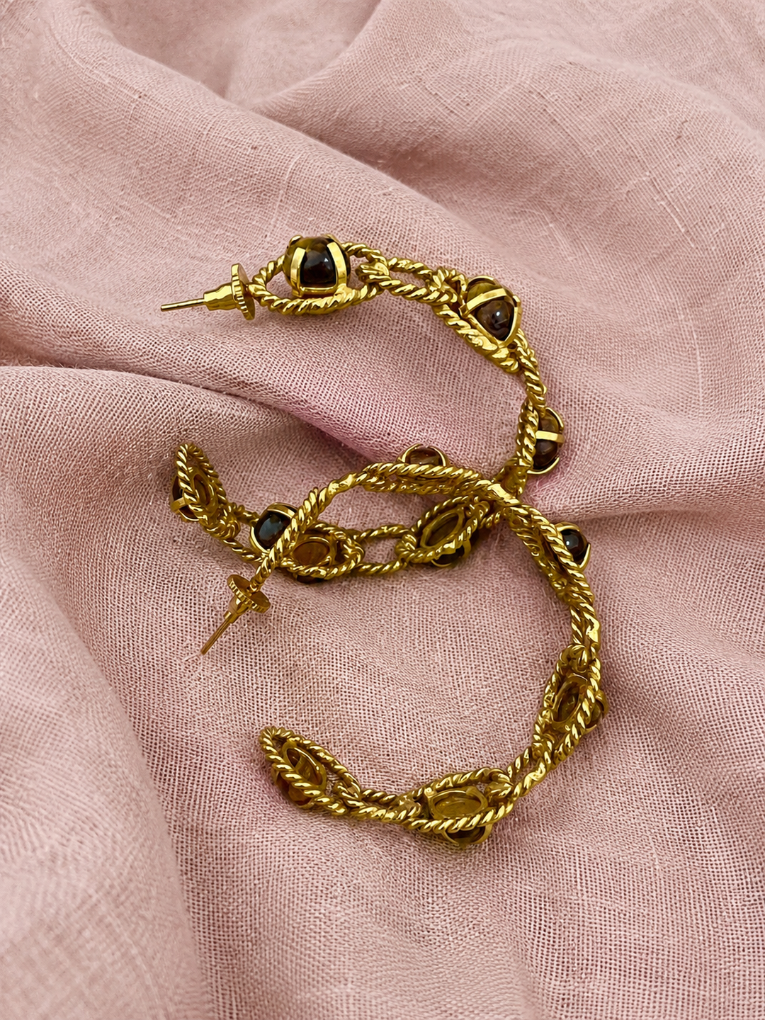 Tiger Eye Hoop Earrings