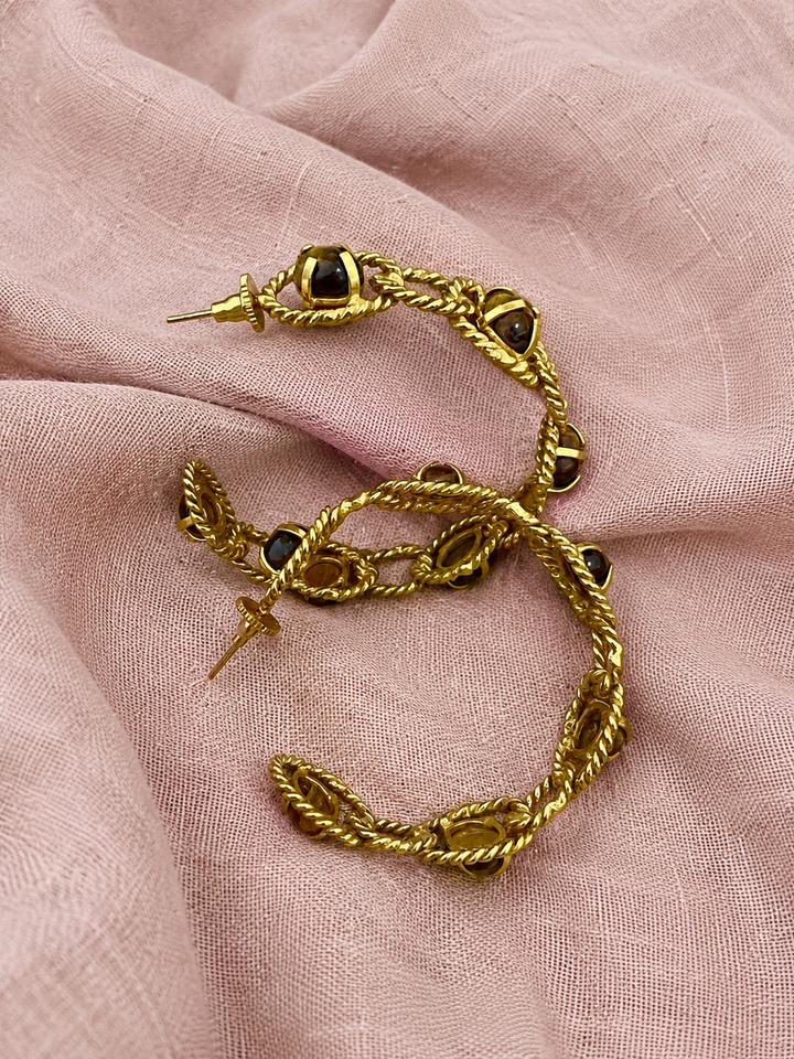 Tiger Eye Hoop Earrings